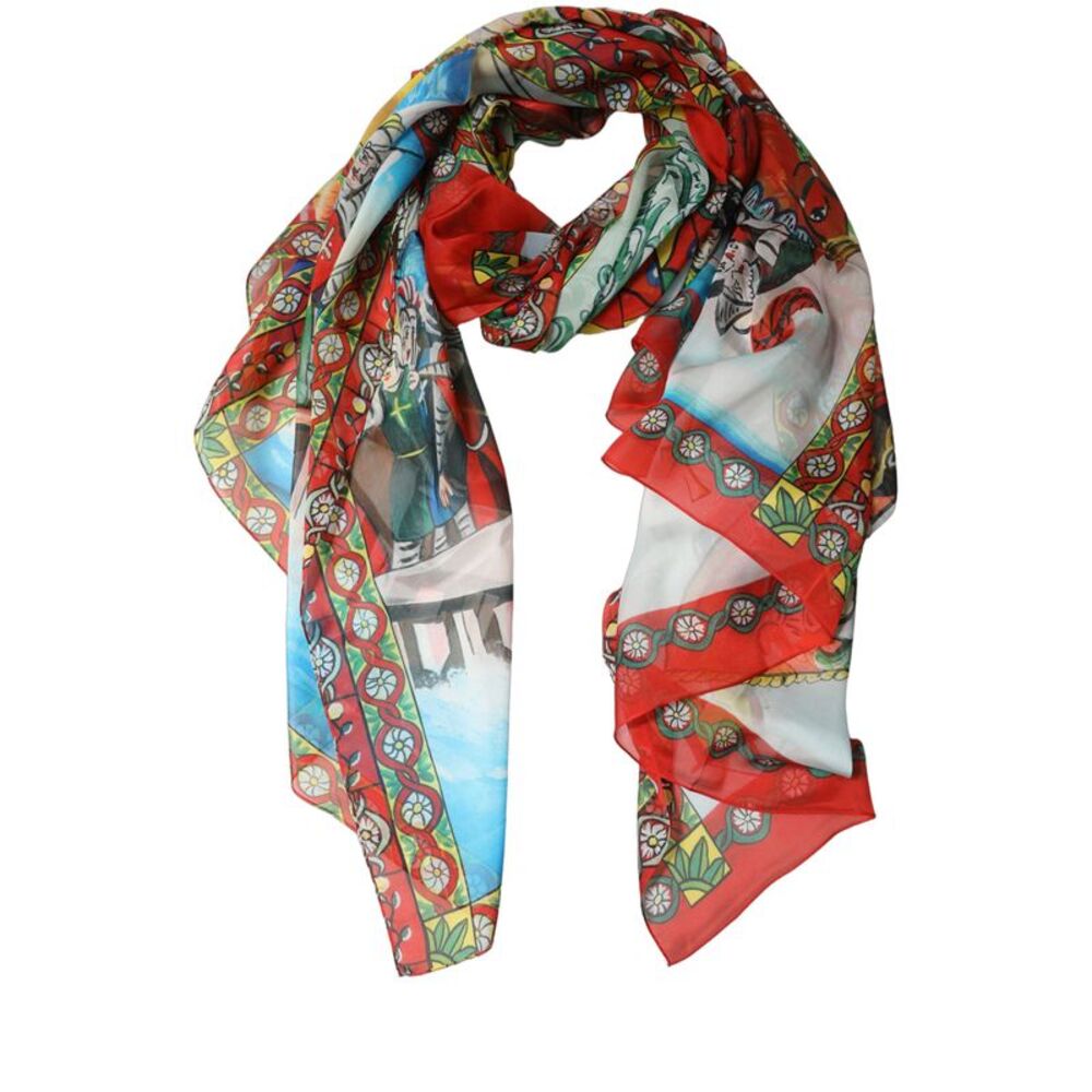 Dolce & Gabbana Multicolor Silk Printed Shawl Stole Women's Scarf